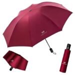 Anubhav Janni Automatic Open Close Umbrella (Red Color) Travel Umbrella Wind Vent Unisex Adult Auto Close Folding UV Carabiner Handle Portable Men Women Kids Small Case Compact (Pack Of 1 Pcs)