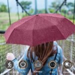 Anubhav Janni Automatic Open Close Umbrella (Red Color) Travel Umbrella Wind Vent Unisex Adult Auto Close Folding UV Carabiner Handle Portable Men Women Kids Small Case Compact (Pack Of 1 Pcs) - Image 2