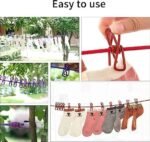 Anubhav Janni Cloth Line With Clip Drying Rope With Retractable Clothes Hooks Elastic Outdoor Rope Stretchable Clothesline Portable Dryer Indoor Travel Hook Home (Pack Of 1 Pcs) - Image 4