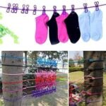 Anubhav Janni Cloth Line With Clip Drying Rope With Retractable Clothes Hooks Elastic Outdoor Rope Stretchable Clothesline Portable Dryer Indoor Travel Hook Home (Pack Of 1 Pcs) - Image 5