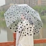 Anubhav Janni Blue Dot Umbrella Rain For Women Girls Durable Rubber Material One Piece Bead Design Clear Bubble Girls Umbrellaa Dots Kids Dome School Travel Outdoor Use (Pack Of 1 Pcs) - Image 4
