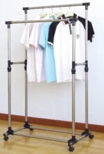 Anubhav Janni Double Pole Cloth Rack Portable Garment Foldable Clothes Hanging Stand Telescopic Steel Laundry Drying Hanger Indoor Outdoor Use Home Bedroom Office Shoe Balcony (Pack Of 1 Pcs) - Image 2