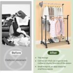 Anubhav Janni Double Pole Cloth Rack Portable Garment Foldable Clothes Hanging Stand Telescopic Steel Laundry Drying Hanger Indoor Outdoor Use Home Bedroom Office Shoe Balcony (Pack Of 1 Pcs) - Image 9