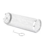 Anubhav Janni BBQ Tube Big Size(30*9.7) Stainless Steel BBQ Rolling Basket Grilling Round Cylinder Mesh Cage Vegetables Fish Meat Outdoor Barbecue Grill Easy Grilling Rotating (Pack Of 1 Pcs)