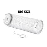 Anubhav Janni BBQ Tube Big Size(30*9.7) Stainless Steel BBQ Rolling Basket Grilling Round Cylinder Mesh Cage Vegetables Fish Meat Outdoor Barbecue Grill Easy Grilling Rotating (Pack Of 1 Pcs) - Image 2