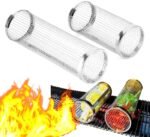 Anubhav Janni BBQ Tube Big Size(30*9.7) Stainless Steel BBQ Rolling Basket Grilling Round Cylinder Mesh Cage Vegetables Fish Meat Outdoor Barbecue Grill Easy Grilling Rotating (Pack Of 1 Pcs) - Image 3