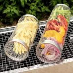 Anubhav Janni BBQ Tube Big Size(30*9.7) Stainless Steel BBQ Rolling Basket Grilling Round Cylinder Mesh Cage Vegetables Fish Meat Outdoor Barbecue Grill Easy Grilling Rotating (Pack Of 1 Pcs) - Image 4