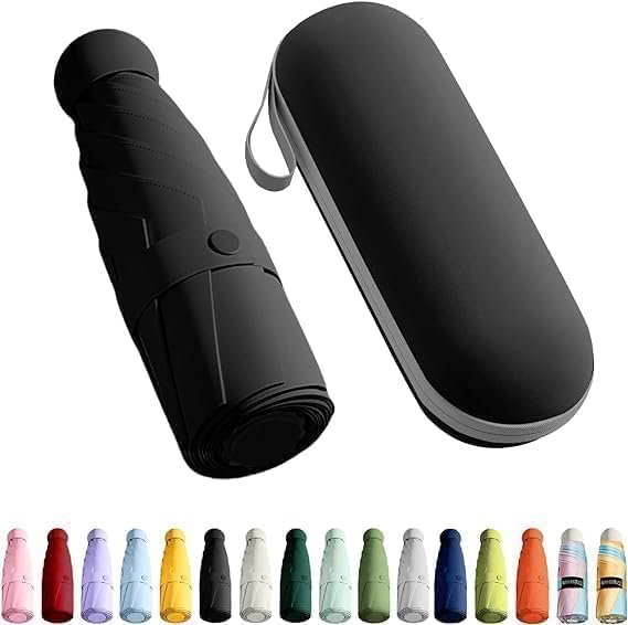 Anubhav Janni Mini Umbrella With Case Travel Umbrella Portable Sun Rain Beach UV Protection Lightweight Umbrellas Girls Women Office Car Outdoor Folding Windproof (Pack Of 1 Pcs) Anubhav Janni Mini Umbrella With Case Travel Umbrella Portable Sun Rain Beach UV Protection Lightweight Umbrellas Girls Women Office Car Outdoor Folding Windproof (Pack Of 1 Pcs) - Image 1