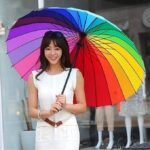 Anubhav Janni Rainbow Umbrella Medium Travel Umbrella Portable Sun Rain Beach UV Protection Lightweight Umbrellas Girls Women Office Car Outdoor Folding Windproof (Pack Of 1 Pcs) - Image 4