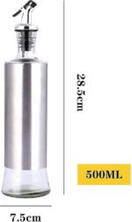 Anubhav Janni Glass Ss Oil Port 500 Ml Dispenser Bottle With Steel Cover Seasoning Bottle Leakproof Storage Household Stainless Condiment Dispenser Cover Leakproof Kitchen (Pack Of 1 Pcs) - Image 2