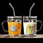 Anubhav Janni Glass Mug Spill Proof Lid And Straw Tumbler Coffee Tea Cup Travel Fruit Juice Bottle Home Office Milk Flower Drinking Girls Kids Transparent Tea Coffee Juice (Pack Of 1 Pcs) - Image 2