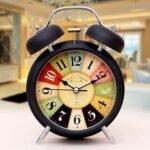 Anubhav Janni Big Black Bell Clock Bell Black Table Alarm Clock With Night Led Light Bedroom Clocks Heavy Sleepers Living Room Home Office Decor Kitchen Study Table (Pack Of 1 Pcs) - Image 2