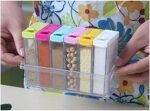 Anubhav Janni Crystal Spice Seasoning Rack Lid Container Set Box Pepper Salt Jar See Through Kitchen Dining Storage Containers Herbs Elegant Perfect Organization Decorative Jars (Pack Of 1 Pcs) - Image 2