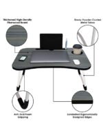 Anubhav Janni Black Laptop Table Regular Multipurpose Foldable Study Wooden Writing Desk Bed Sofa Floor Portable Students Home Office Work Table Blue Laptop Table School (Pack Of 1 Pcs) - Image 2