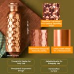 Anubhav Janni Diamond Cooper Bottle Copper Water Bottle 100% Pure Ayurvedic BPA free Leak Proof  Flask Kitchen Accessory Fancy Diamond Bottles All Age Office Gym Travel Handmade (Pack Of 1 Pcs) - Image 2