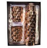 Anubhav Janni Diamond Copper Bottle With Glass The With Is A Sophisticated And Stylish Solution Those Seeking Healthy Way To Hydrate This Bottle Offers Numerous Health Benefits (Pack Of 1 Pcs) - Image 2