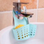 Anubhav Janni Silicone Sink Faucet Candy Kitchen Caddy Sponge Storage Hanging Basket Adjustable Snap Button Type Drain Rack Bag Baskets Tool Bathroom Soap Water Draining Holder (Set Of 3 Pcs) - Image 2