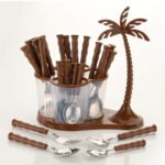 Anubhav Janni Coconut Cutlery Set Kitchenware Trendy Green Stainless Steel Storage Box Spoon Set Spoon Stand For Kitchen And Dining Antic Dining Plastic Set Dessert Spoons (Pack Of 1 Pcs , 24) - Image 4
