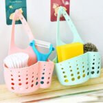 Anubhav Janni Silicone Sink Faucet Candy Kitchen Caddy Sponge Storage Hanging Basket Adjustable Snap Button Type Drain Rack Bag Baskets Tool Bathroom Soap Water Draining Holder (Set Of 3 Pcs) - Image 3