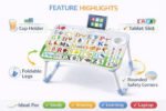 Anubhav Janni Alphabet Laptop Table Printed Carton Wooden Study Desk For Kids Foldable Portable Bed Large Activity Non Slip Legs Multipurpose Breakfast Tray Picnic Office Home (Pack Of 1 Pcs) - Image 4