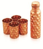 Anubhav Janni Diamond Copper Bottle With Glass The With Is A Sophisticated And Stylish Solution Those Seeking Healthy Way To Hydrate This Bottle Offers Numerous Health Benefits (Pack Of 1 Pcs) - Image 4
