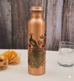 Anubhav Janni Peacock Printed Copper Bottle Pure Water Seamless Print Design Leak Proof Ayurvedic Tamba For Health Gym Office Home Prined Design Use Traveling Best Leak Proof (Pack Of 1 Pcs) - Image 4