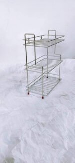 Anubhav Janni Ss L Shape Multipourpose Trolly Stainless Steel Multipurpose Kitchen Rack Storage Shelf Cutlery Storage Rack/Dish Rack Basket Boxes Utensils Dishes Plates Home (Pack Of 1 Pcs) - Image 4