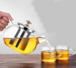 Anubhav Janni Round Green Tea Kettle 1 Lit Glass Teapot Infuser Borosilicate Loose Leaf Blooming Stovetop Microwave Safe Removable Infusion Clear Pot Gas Stove Flame Proof Tea (Pack Of 1 Pcs) - Image 5
