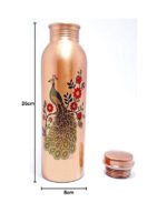 Anubhav Janni Peacock Printed Copper Bottle Pure Water Seamless Print Design Leak Proof Ayurvedic Tamba For Health Gym Office Home Prined Design Use Traveling Best Leak Proof (Pack Of 1 Pcs) - Image 5