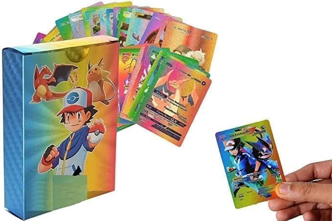 ZEKWON Pokemon Cards Pokémon Card Game Set – 55 Rare Unofficial VMAX GX VSTAR Card Shiny Battle Trading Cards for Kids & Collectors | Gift Pack (Rainbow 55 Pcs)