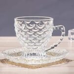 Anubhav Janni Pineapple Tea Cup And Saucer Crystal Clear Fancy Bubble Design Chocolate Coffee Tea Home Hot Cold Drinks Beverages Pattern With Saucers Glass (Set Of 6 Pcs) - Image 6