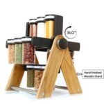 Anubhav Janni Revolving Rotating Wooden Wheel Spice Rack Kitchen Plastic Container Holder Organizer Degree Jars Design Storage Perfect Organization Easy Jar Convenient Stylish (Pack Of 1 Pcs) - Image 6