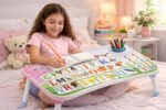 Anubhav Janni Alphabet Laptop Table Printed Carton Wooden Study Desk For Kids Foldable Portable Bed Large Activity Non Slip Legs Multipurpose Breakfast Tray Picnic Office Home (Pack Of 1 Pcs) - Image 6