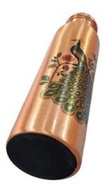 Anubhav Janni Peacock Printed Copper Water Bottle With Glass Pure Water Seamless Print Design Leak Proof Ayurvedic Tamba Health Gym Office Home Prined Design Use Traveling (Pack Of 1 Pcs) - Image 6