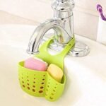 Anubhav Janni Silicone Sink Faucet Candy Kitchen Caddy Sponge Storage Hanging Basket Adjustable Snap Button Type Drain Rack Bag Baskets Tool Bathroom Soap Water Draining Holder (Set Of 3 Pcs) - Image 6