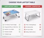 Anubhav Janni Frozen Laptop Table Printed Carton Multipurpose Foldable Study Wooden Writing Desk Bed Sofa Floor Portable Students Home Office Work Table Breakfast Portable (Pack Of 1 Pcs) - Image 7