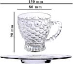 Anubhav Janni Pineapple Tea Cup And Saucer Crystal Clear Fancy Bubble Design Chocolate Coffee Tea Home Hot Cold Drinks Beverages Pattern With Saucers Glass (Set Of 6 Pcs) - Image 9